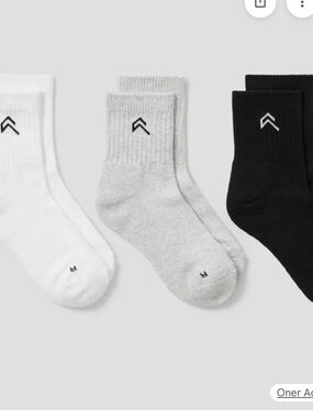 Oner Active Mid-Crew Socks Trio — Black, Gray, White